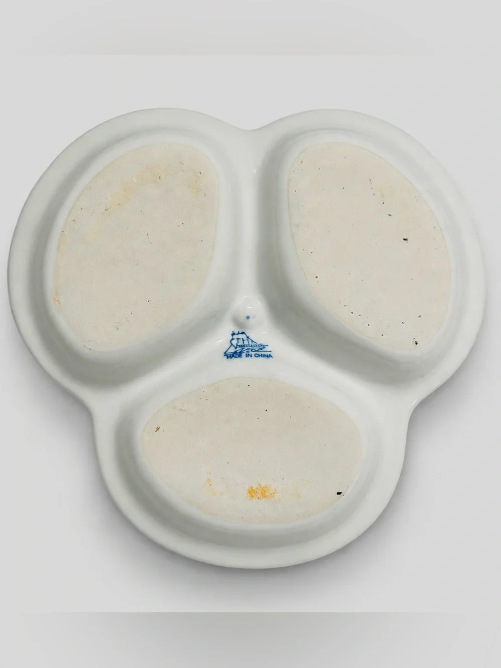 Vintage Nantucket Blue White Porcelain 3 Divided Snack Serving Relish Tray